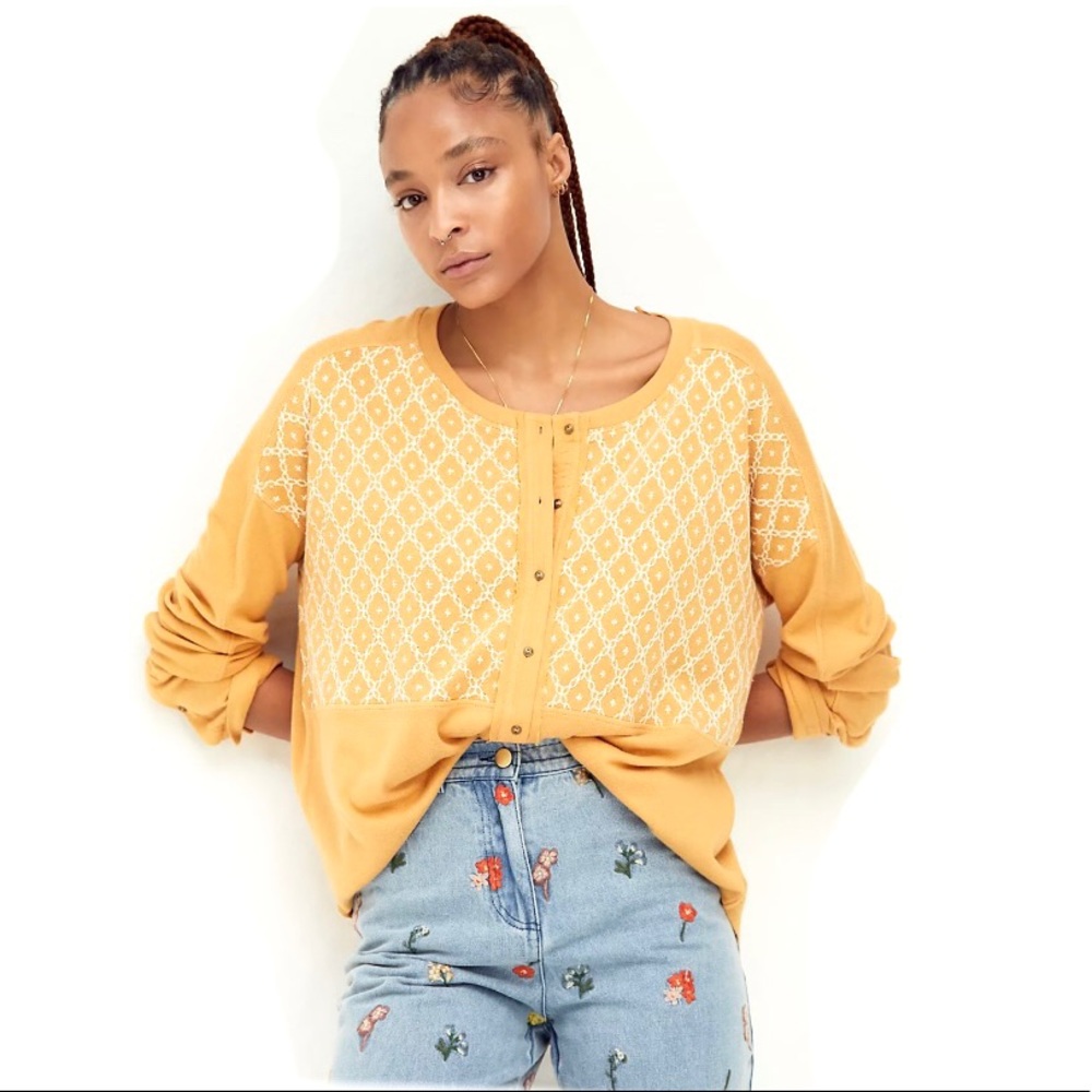 NEW We The Free Spirit Henley Yellow Top Size LG NWT